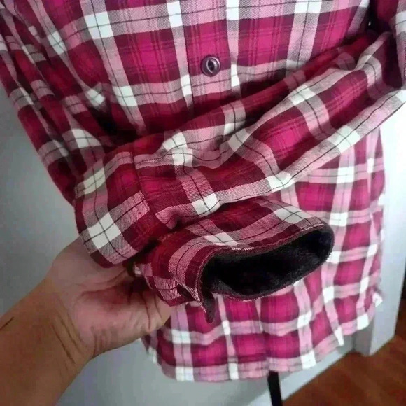 L.L. Bean Womens Pink Flannel Fleece Lined Shacket XS PET - Picture 5 of 13